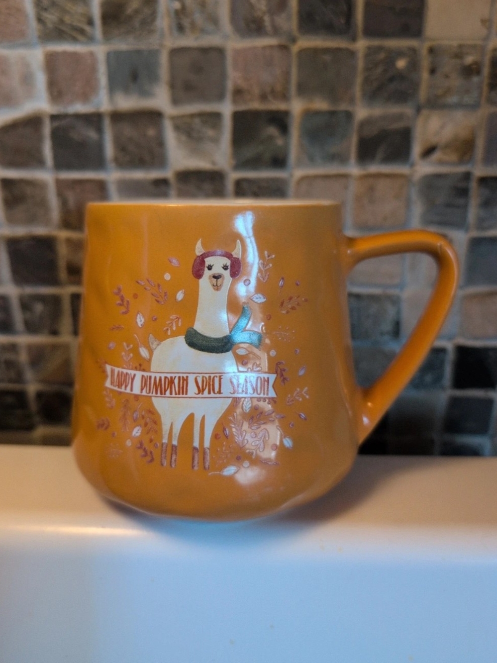 Nicole Miller Orange Llama Ceramic Coffee Tea Mug